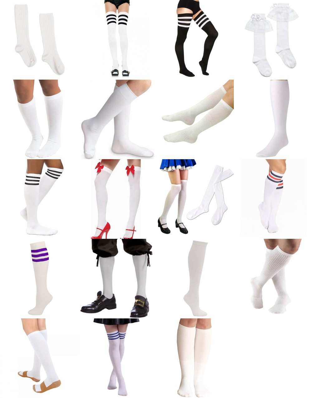 knee high white socks